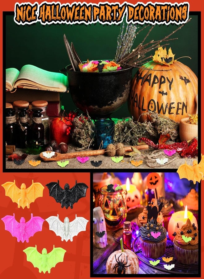 Poen مجموعة بوين من 300 قطعة من الخفافيش البلاستيكية الصغيرة الواقعية متعددة الألوان، ألعاب مخيفة للهالوين، دعائم للمقالب في المنزل والبار وتزيين طاولة الحفلات. - Image 5